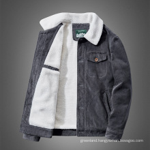 2021 New Arrival Mens Winter Thick Oversized Fleece Lined Corduroy Jacket Casual Grey Plus Size Corduroy Jacket